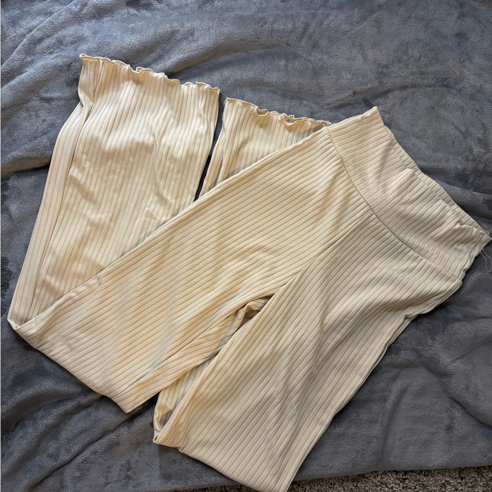 Cream Ribbed Pants